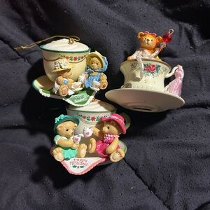 Lot of 3 Teddy Bear teacup ornaments